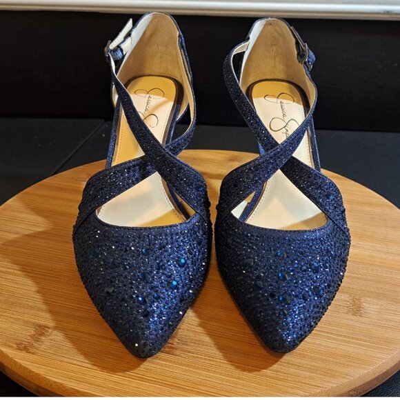 Jessica Simpson Accile Pointed Toe Pump Navy Blue Size 9M NWOT - Picture 4 of 10